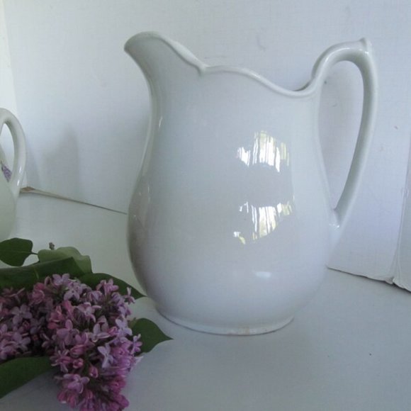 henry alcock Other - 1800s Antique White Ironstone Pitcher White Decor Antique White Ironstone alcock